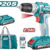 Masina de gaurit cu 2 acumulatori 20V-2.0Ah Li-Ion TOTAL Industrial TDLI20025